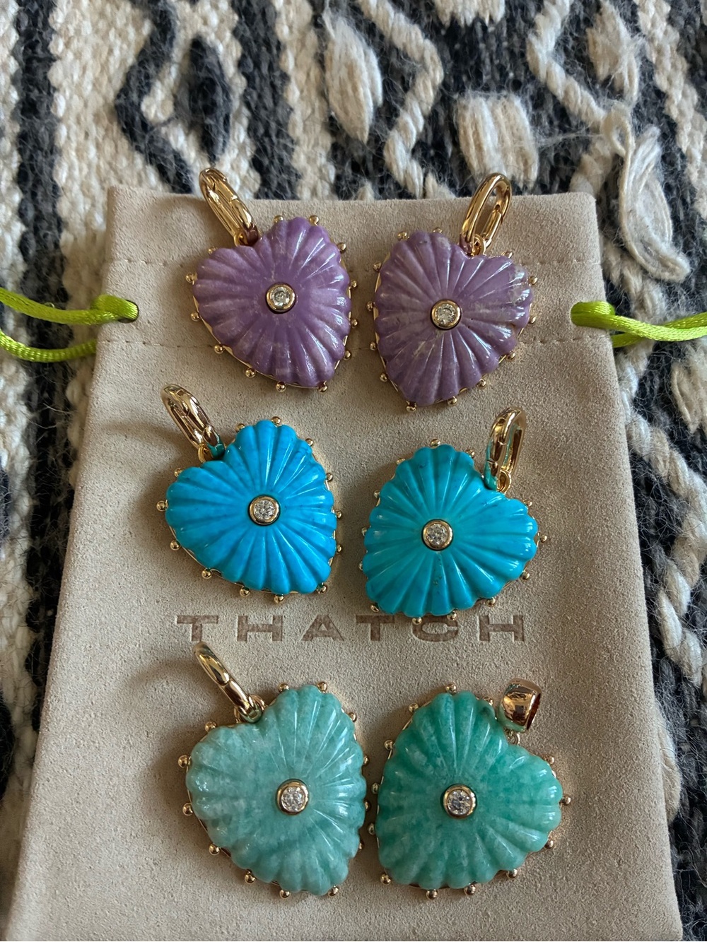 THATCH Malene Heart Clip or Bail Charm in Purple, Howlite & Amazonite